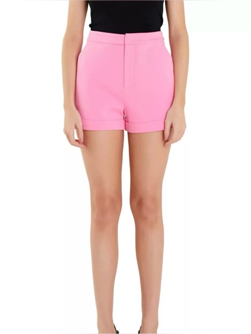English Factory bubblegum pink Terry suit stretch tailored highrise hem shorts M